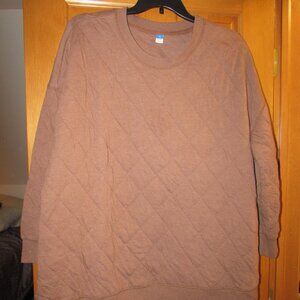 Old Navy Brown Quilted Crew Neck Oversized Sweater Size XXL